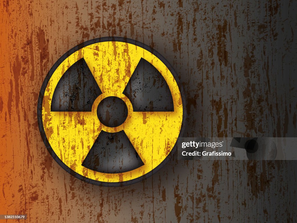 Radioactive warning yellow circle sign