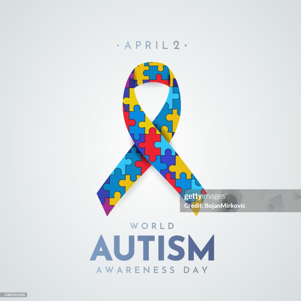 World Autism Awareness Day poster, April 2. Vector