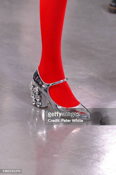 Model, shoe detail, walks the runway during the Giambattista Valli Womenswear Fall/Winter 2022-2023 show as part of Paris Fashion Week on March 07,...