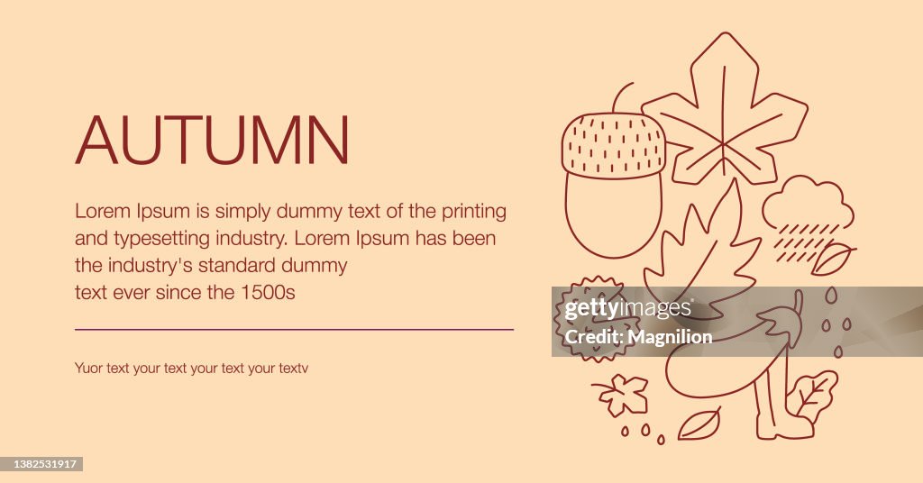 Autumn Web Banner Composition Icons Editable Stroke