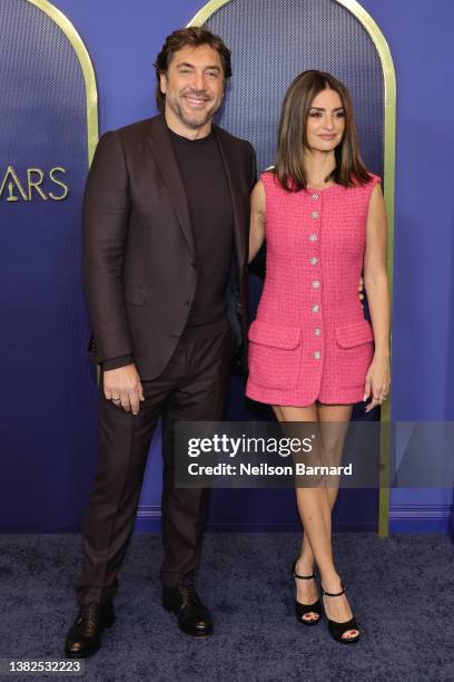 Javier Bardem and Penélope Cruz attend the 94th Annual Oscars Nominees Luncheon at Fairmont Century Plaza on March 07, 2022 in Los Angeles,...