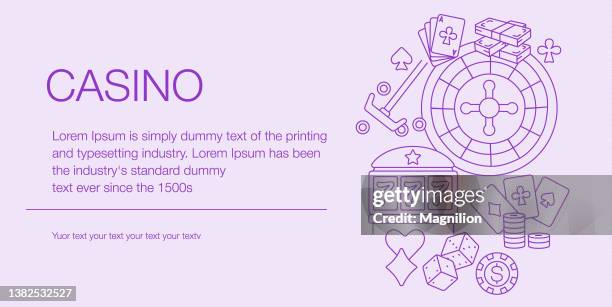 casino web banner composition icons editable stroke - roulette dealer stock illustrations