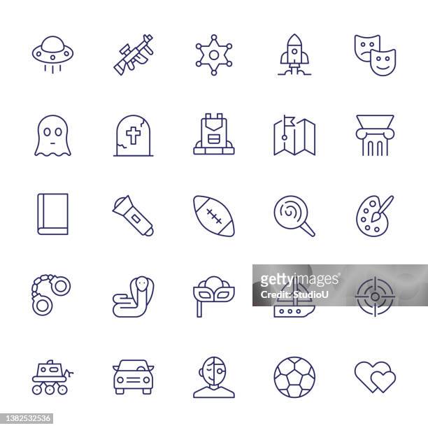 movie genres editable stroke line icons - ghost the musical stock illustrations