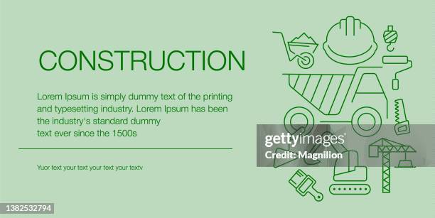 construction web banner composition icons editable stroke - socket wrench stock illustrations