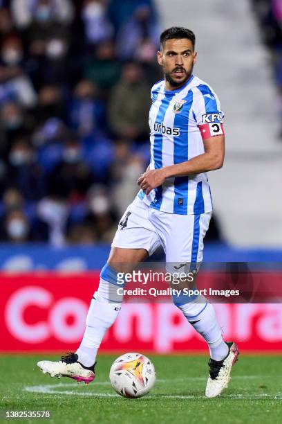 Recio of CD Leganes looks on during the LaLiga Smartbank match between CD Leganes and Mirandés at Estadio Municipal de Butarque on March 06, 2022 in...