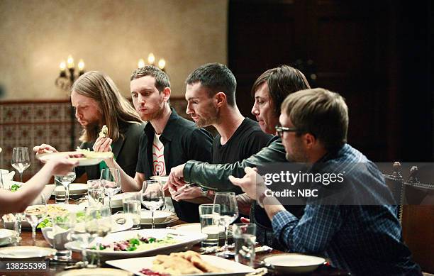 M With the Band" Episode 306 -- Pictured: Guest judges Maroon 5: James Valentine, Jesse Carmichael, Adam Levine, Matt Flynn, Michael Madden