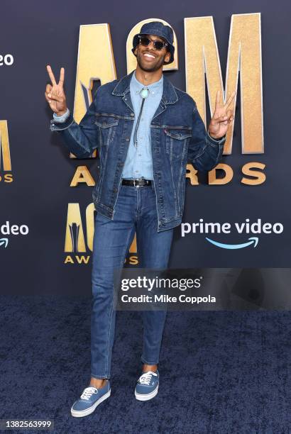 Matt James attends the 57th Academy of Country Music Awards at Allegiant Stadium on March 07, 2022 in Las Vegas, Nevada.