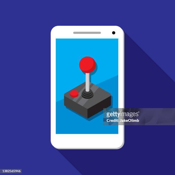 joystick smartphone icon flach - playful stock-grafiken, -clipart, -cartoons und -symbole