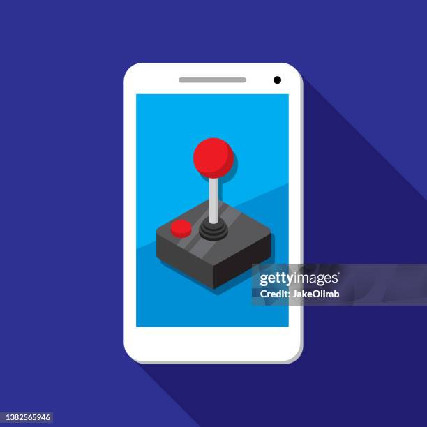 joystick smartphone icon flat - pocket electronic game stock illustrations