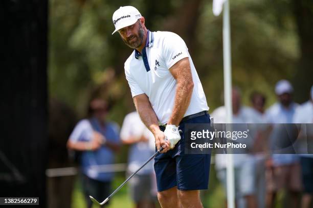 Dustin Johnson of 4Aces GC during day two of LIV Golf - Andalucia at Real Club Valderrama on July 1, 2023 in Cadiz, Spain.