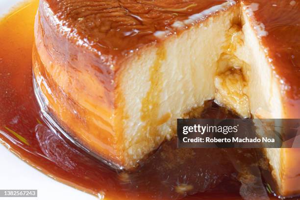 homemade creme-caramel dessert - flan stock pictures, royalty-free photos & images