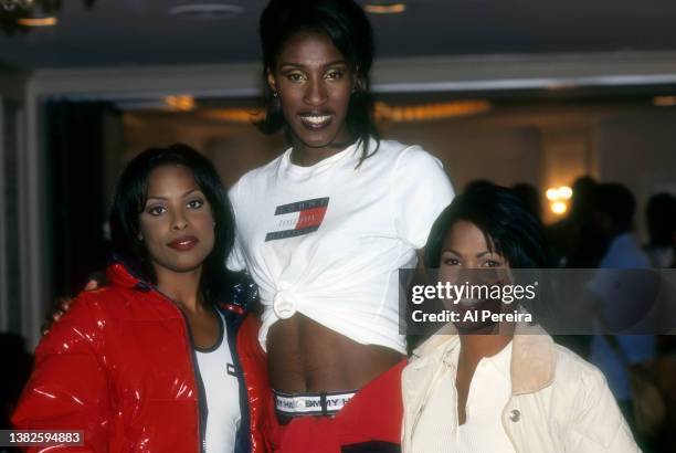 Actress Nia Long; Spinderella of the Rap group Salt-N-Pepa and Lisa Leslie appear at the Vibe Magazine Fashion Show on August 28, 1996 in New York...