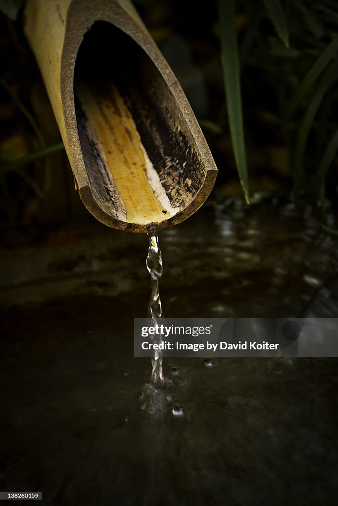 Trickle Trickle Of Water From Bamboo Spout High-Res Stock Photo - Getty Images