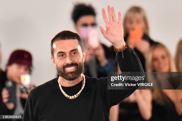 Fashion designer Giambattista Valli walks the runway during the Giambattista Valli Ready to Wear Fall/Winter 2022-2023 fashion show as part of the...