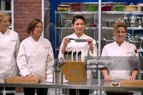 Outside the Lunch Box" -- Episode 702 -- Pictured: Contestants/Chefs: Jacqueline Lombard, Kelly Liken, Amanda Baumgarten, Andrea Curto-Randazzo