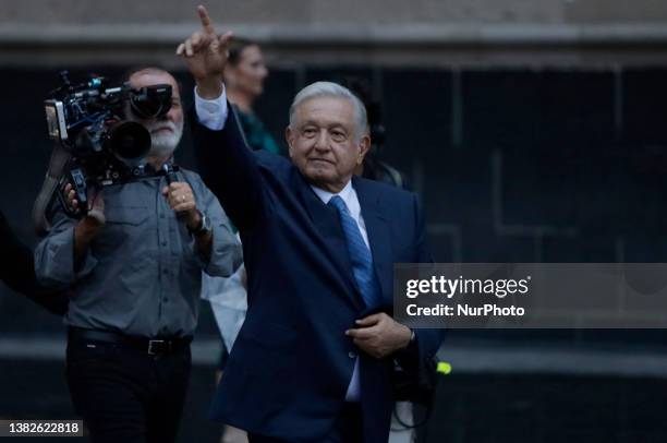 Andres Manuel Lopez Obrador, President of Mexico, accompanied by his wife Beatriz Gutierrez Muller, bid farewell to thousands of people in the Zocalo...