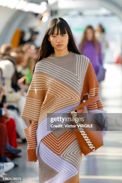 Model walks the runway during the Stella McCartney Ready to Wear Fall/Winter 2022-2023 fashion show as part of the Paris Fashion Week on March 7,...