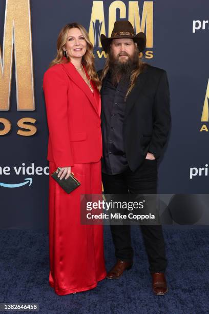 Morgane Stapleton and Chris Stapleton attend the 57th Academy of Country Music Awards at Allegiant Stadium on March 07, 2022 in Las Vegas, Nevada.