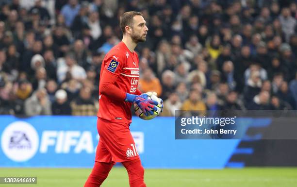 Goalkeeper of Marseille Pau Lopez during the Ligue 1 Uber Eats match between Olympique de Marseille and AS Monaco at Stade Velodrome on March 6, 2022...