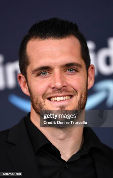 Derek Carr attends the 57th Academy of Country Music Awards at Allegiant Stadium on March 07, 2022 in Las Vegas, Nevada.