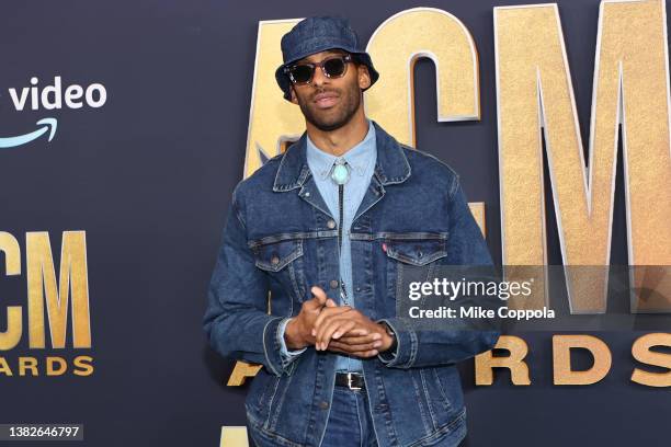 Matt James attends the 57th Academy of Country Music Awards at Allegiant Stadium on March 07, 2022 in Las Vegas, Nevada.