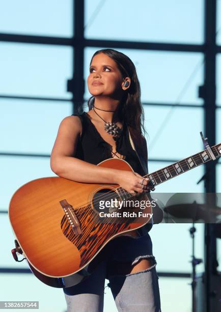 Maren Morris performs onstage during the 57th Academy of Country Music Awards at Allegiant Stadium on March 07, 2022 in Las Vegas, Nevada.
