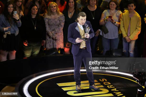 Morgan Wallen accepts the Album of the Year award for ‘Dangerous: The Double Album’ onstage during the 57th Academy of Country Music Awards at...