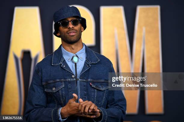 Matt James attends the 57th Academy of Country Music Awards at Allegiant Stadium on March 07, 2022 in Las Vegas, Nevada.