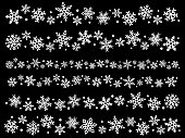 Illustration set of white snowflake borders