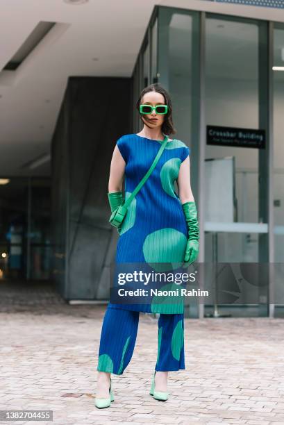 Guest wearing Gorman at Melbourne Fashion Festival 2022 on March 07, 2022 in Melbourne, Australia.