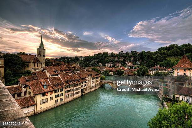 aare river in bern, switzerland - bern stock-fotos und bilder