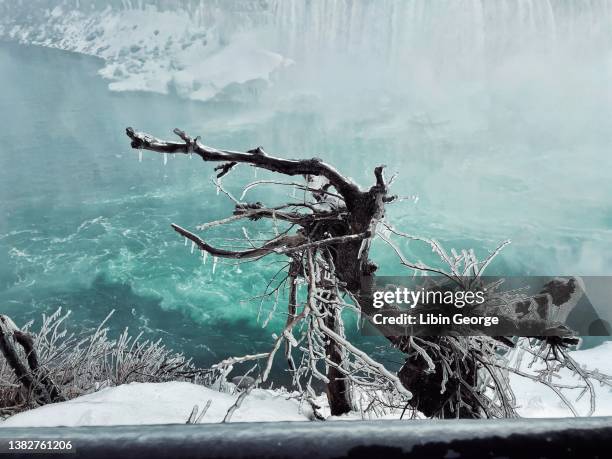 niagara river in the winter - niagara falls canada stock-fotos und bilder