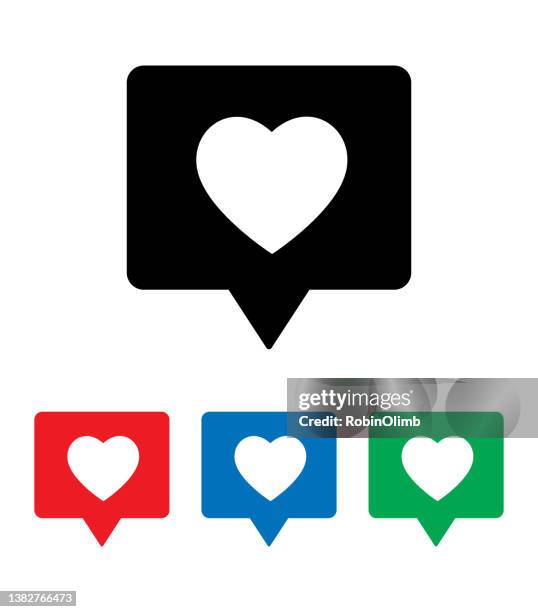 rectangle heart speech bubble icons set - work romance stock illustrations