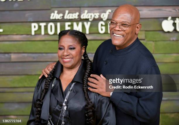 LaTanya Richardson Jackson and Samuel L. Jackson attend the Premiere of Apple TV+'s “The Last Days of Ptolemy Grey” at Regency Bruin Theatre on March...
