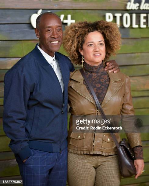Don Cheadle and Bridgid Coulter attend the Premiere of Apple TV+'s “The Last Days of Ptolemy Grey” at Regency Bruin Theatre on March 07, 2022 in Los...