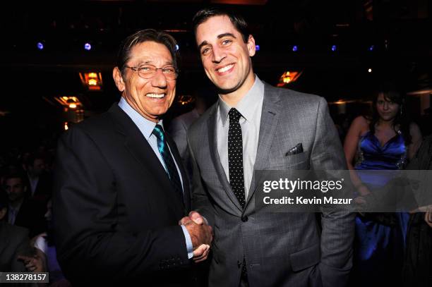 Former Professional Football Player Joe Namath and Professional Football Player Aaron Rodgers in the audience during the 2012 NFL Honors at the Murat...