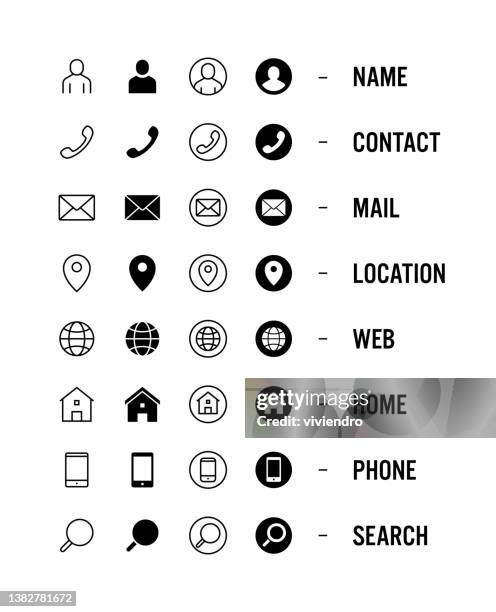 ilustrações, clipart, desenhos animados e ícones de conjunto de ícones de cartão de visita. vetor em fundo branco isolado. - tocar