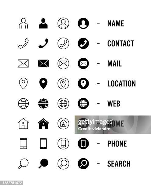 ilustrações, clipart, desenhos animados e ícones de conjunto de ícones de cartão de visita. vetor em fundo branco isolado. - conexão
