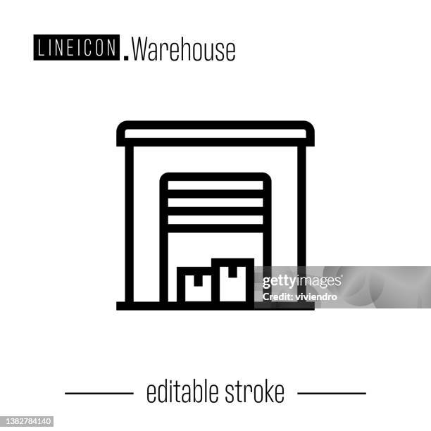 warehouse line icon - warehouse conversion stock illustrations