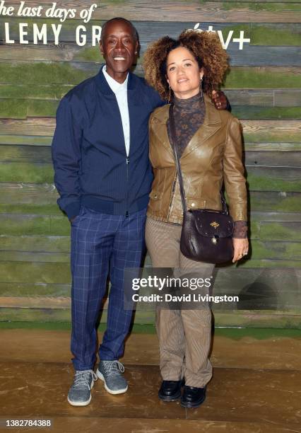 Don Cheadle and Bridgid Coulter attend the premiere of Apple TV+'s “The Last Days of Ptolemy Grey” at Regency Bruin Theatre on March 07, 2022 in Los...