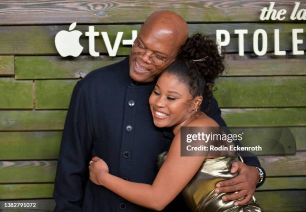 Samuel L. Jackson and Dominique Fishback attend the Premiere of Apple TV+'s “The Last Days of Ptolemy Grey” at Regency Bruin Theatre on March 07,...