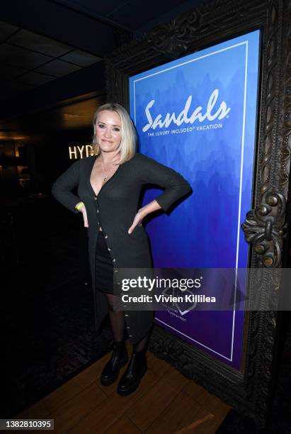 Emily Osment attends a private event at the Hyde Lounge at the Crypto.com Arena hosted by Sandals Resorts for the Justin Bieber concert on March 07,...