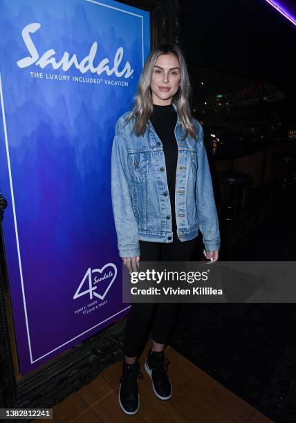 Lala Kent attends a private event at the Hyde Lounge at the Crypto.com Arena hosted by Sandals Resorts for the Justin Bieber concert on March 07,...