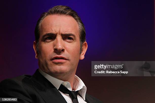 Actor Jean Dujardin on stage at the Cinema Vanguard Award Tribute to Jean Dujardin and Berenice Bejo held at the Arlington Theater on February 4,...