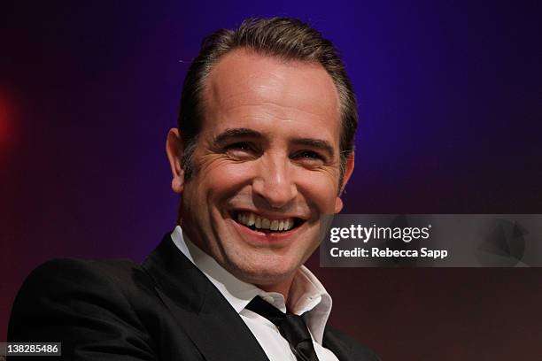 Actor Jean Dujardin on stage at the Cinema Vanguard Award Tribute to Jean Dujardin and Berenice Bejo held at the Arlington Theater on February 4,...