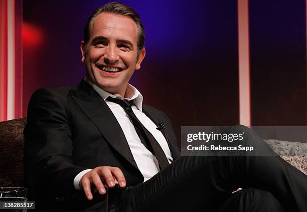 Actor Jean Dujardin on stage at the Cinema Vanguard Award Tribute to Jean Dujardin and Berenice Bejo held at the Arlington Theater on February 4,...