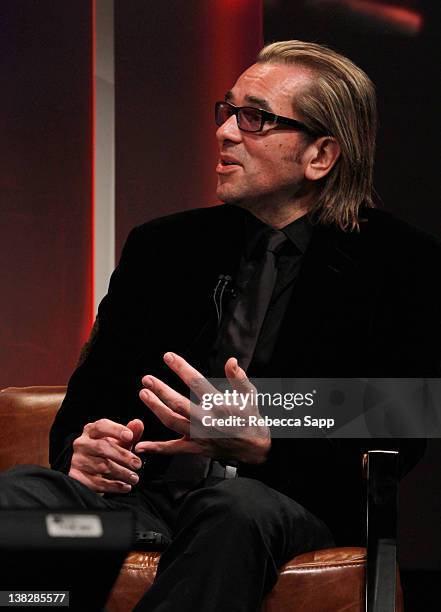 Festival Director Roger Durling on stage at the Cinema Vanguard Award Tribute to Jean Dujardin and Berenice Bejo held at the Arlington Theater on...