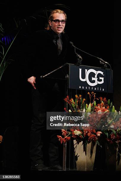 Festival Director Roger Durling on stage at the Cinema Vanguard Award Tribute to Jean Dujardin and Berenice Bejo held at the Arlington Theater on...