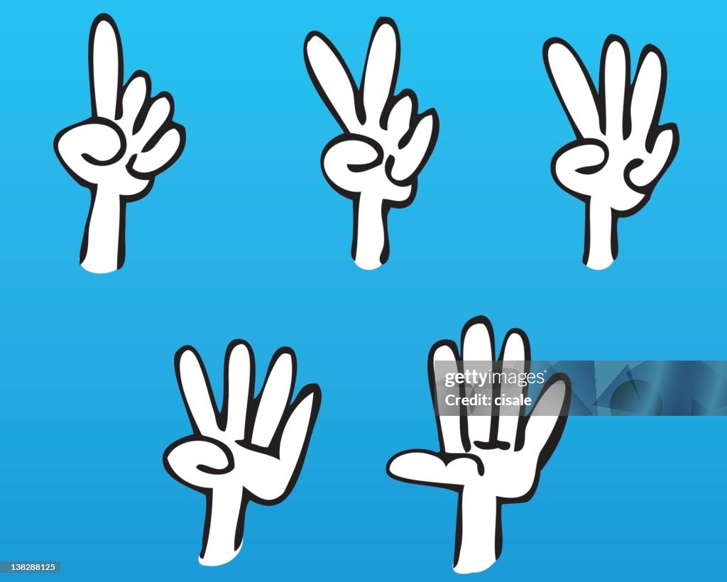 Cartoon Hand Sign One Hand Sign Numbers Cartoon Illustratıon High-Res Vector Graphic - Getty ...
