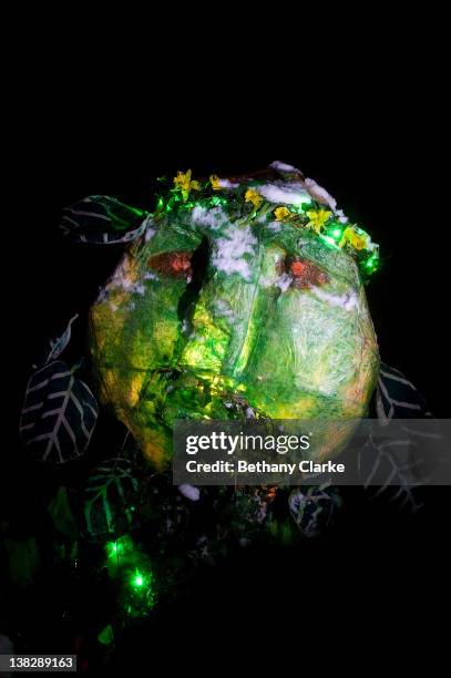 Figure representing the Green Man on February 4, 2012 in Huddersfield, England. Imbolc is a pagan festival that marks the half way point between the...